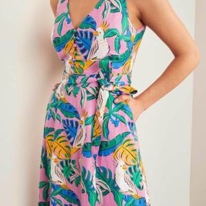 New Boden Livia Linen Maxi Dress - Lupin, Parakeet